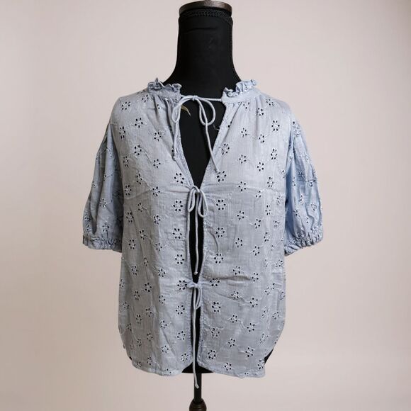 Free People Letters to Juliet Eyelet Top Size M White 100% Cotton Boho Chic - Picture 3 of 6